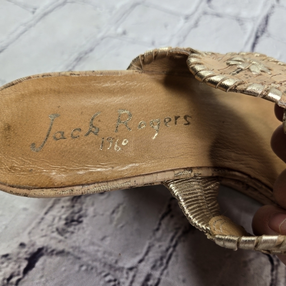Jack Roger's Lauren cork gold medallion wedge sandals - Picture 5 of 12